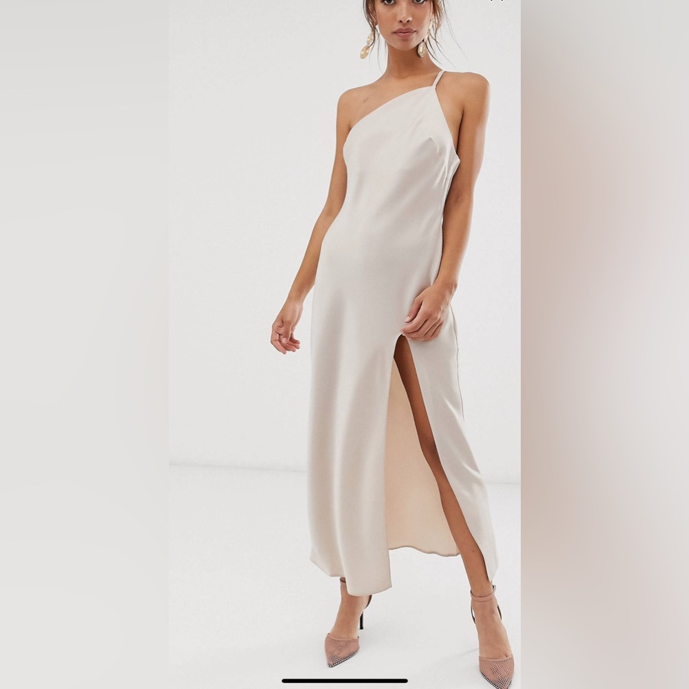 ASOS One shoulder satin midi